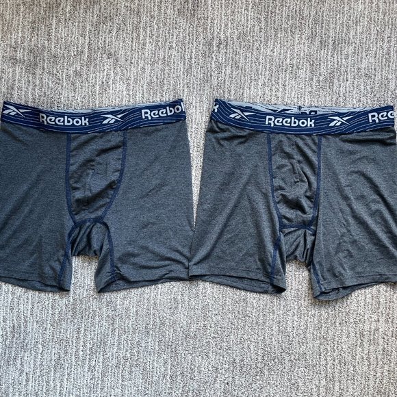 Lot of 2 Men's Medium Reebok Athletic Lightweight Underwear Boxer Briefs Gray - Picture 1 of 3